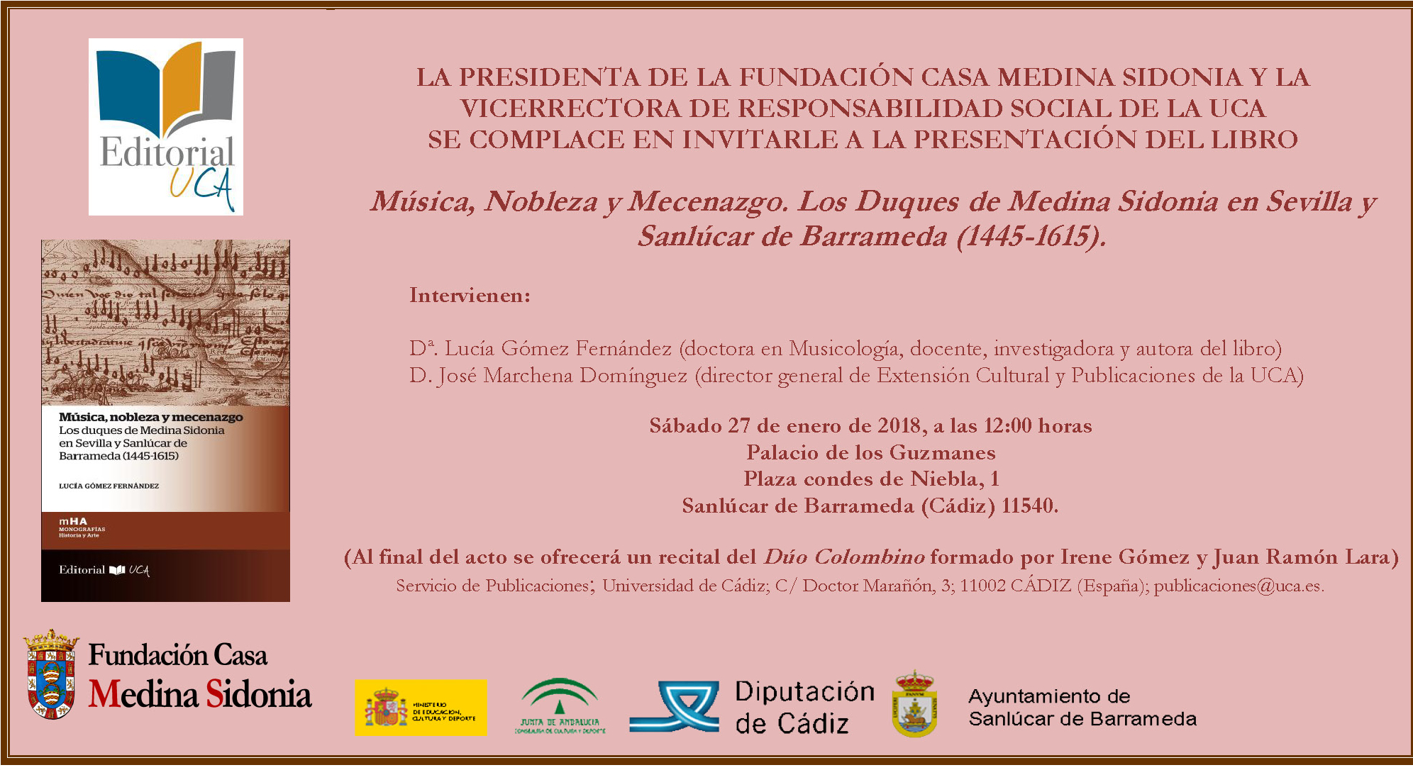 Presentación en Sanlúcar de Barrameda de un nuevo libro de la colección “Monografías Historia y Arte” del Sello Editorial UCA